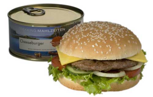 Cheeseburger 
in a can. Ewww. Ewwww.
