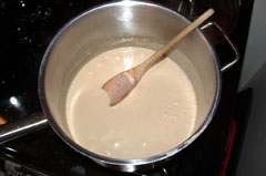 The stock with cream, reducing.