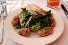 Semolina-Crusted Louisiana Oyster Caesar Salad.